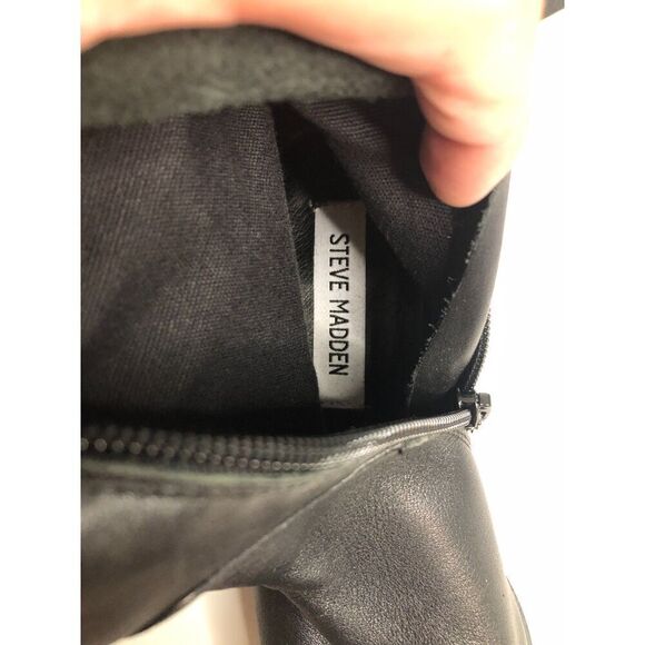 STEVE MADDEN Boots Women's Size 6.5 Black Roman Leather Knee High Shoes - Picture 8 of 13